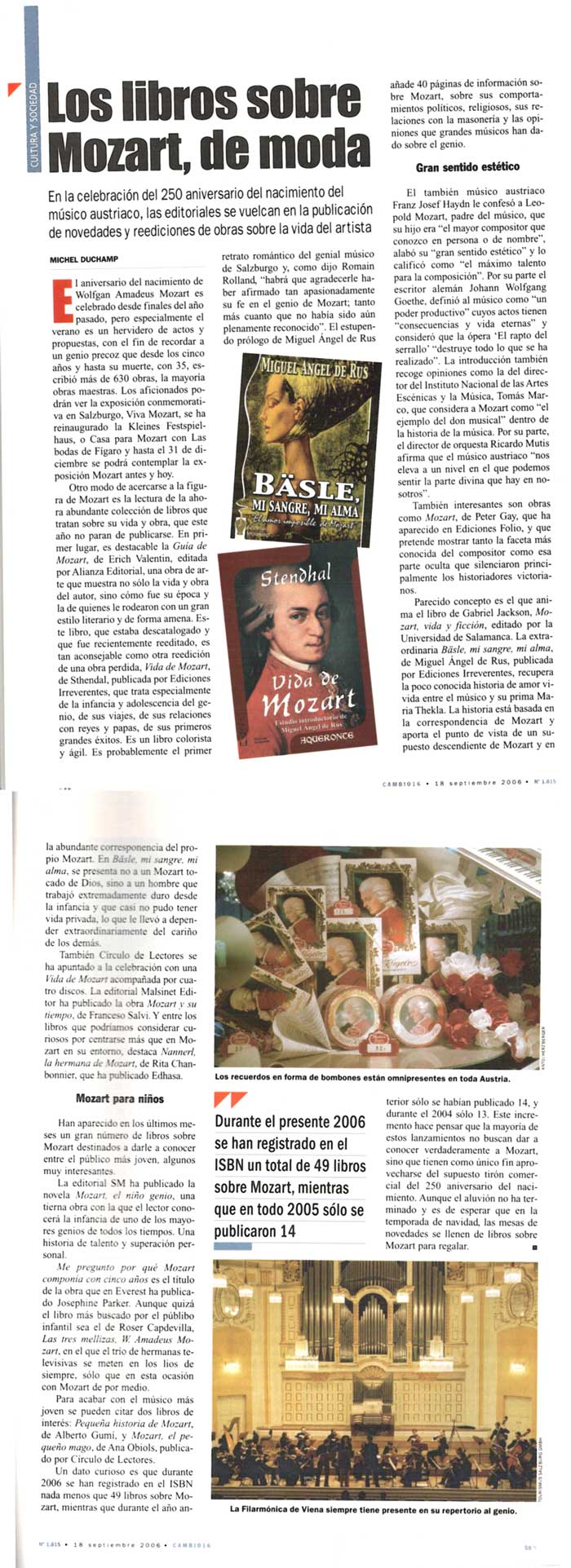 Los mejores libros sobre Mozart, en Cambio 16